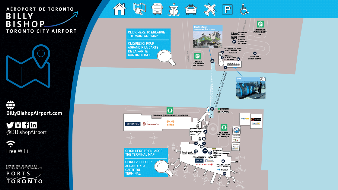 Billy Bishop Toronto City Airport Map. Click to open a larger PDF version of the map.