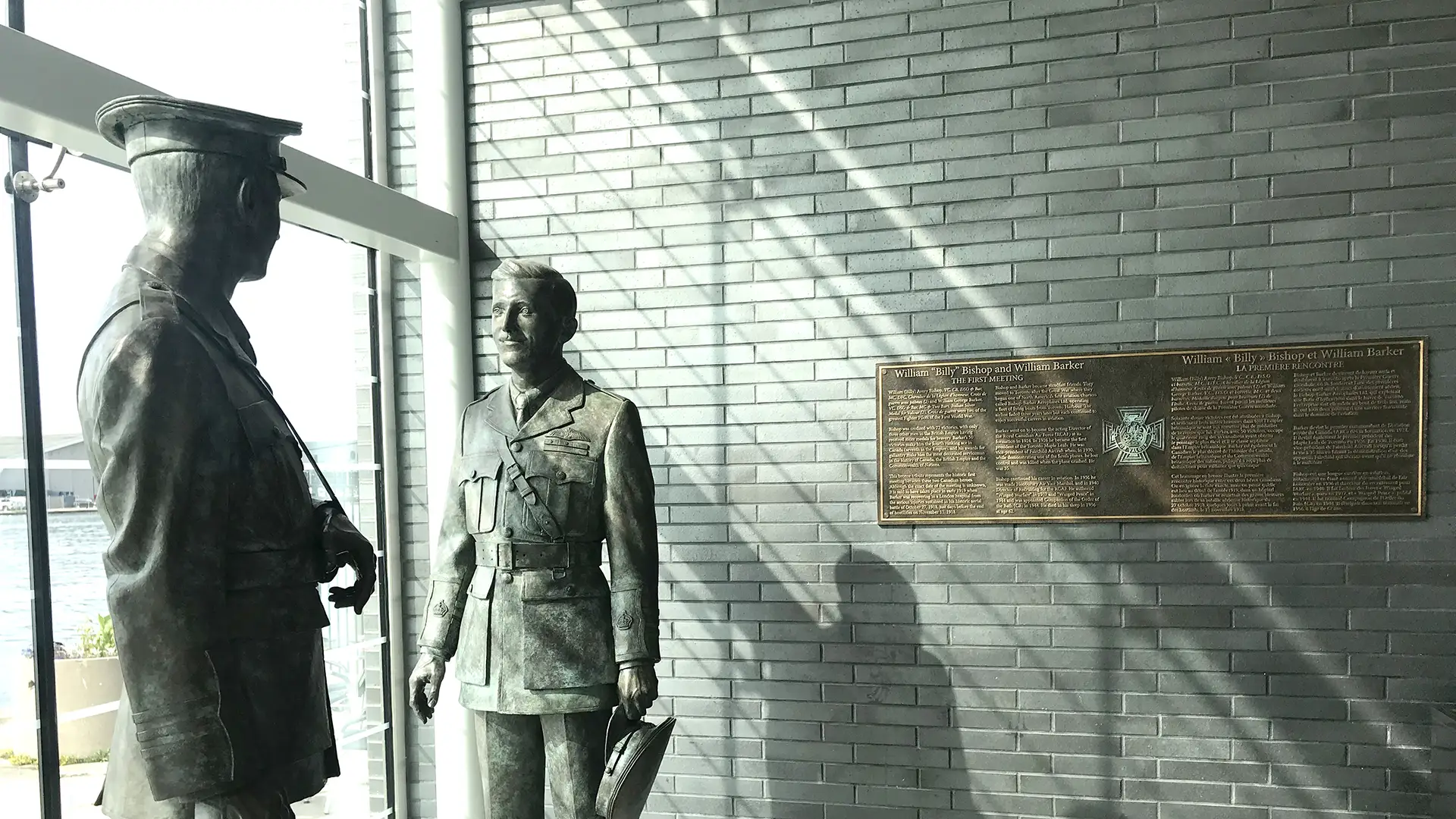 Billy Bishop and William Barker statue at the airport