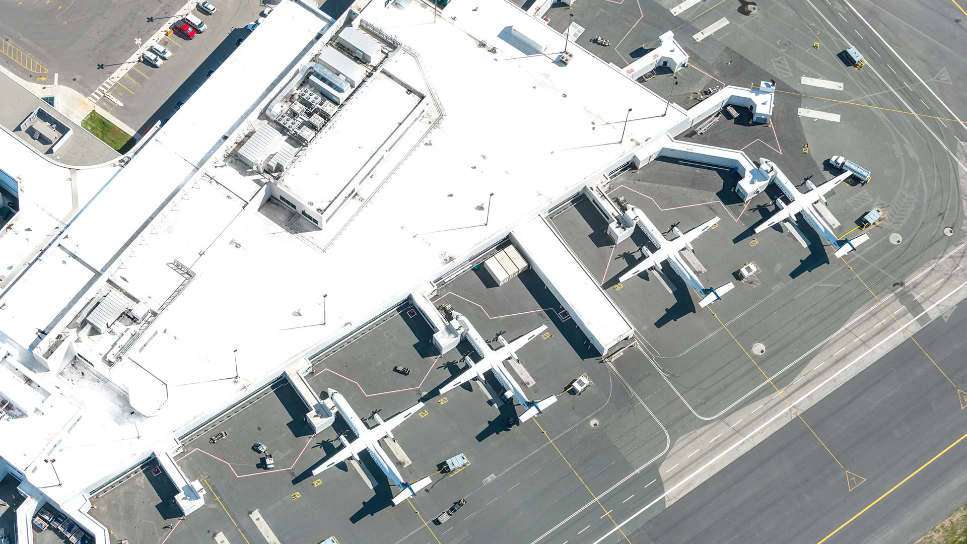 Birds eye view of the airport terminal