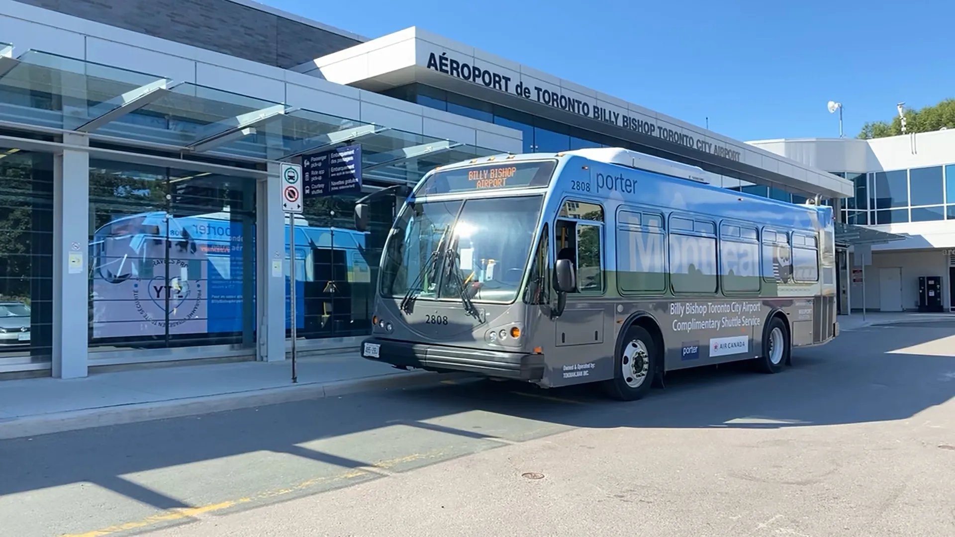 Shuttle waiting at the airport for passenger pickup