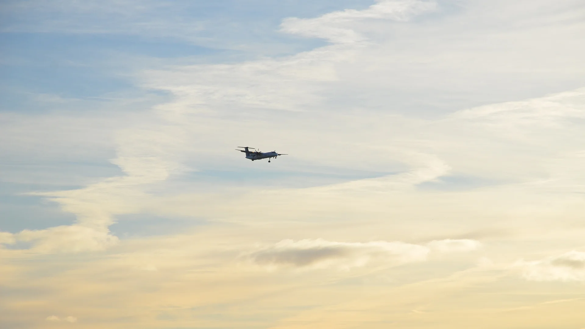 Plane in the early morning sky