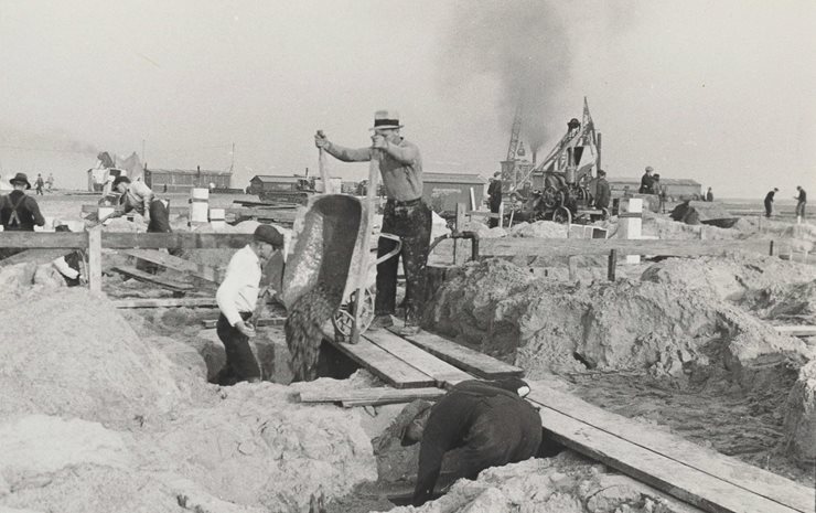 Foundations being poured for hangar 1