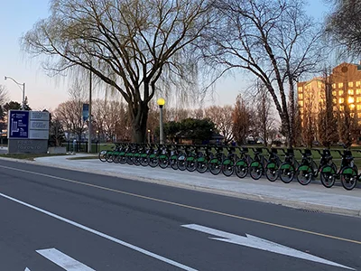 Bike share bikes at the airport