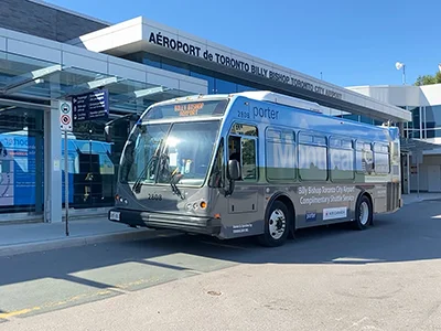 Shuttle bus waiting at the terminal