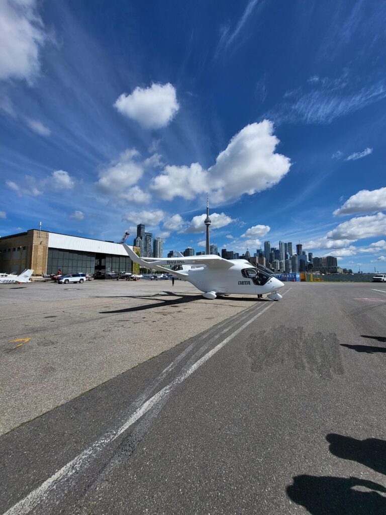 BETA Technologies’ ALIA aircraft on the airport apron.