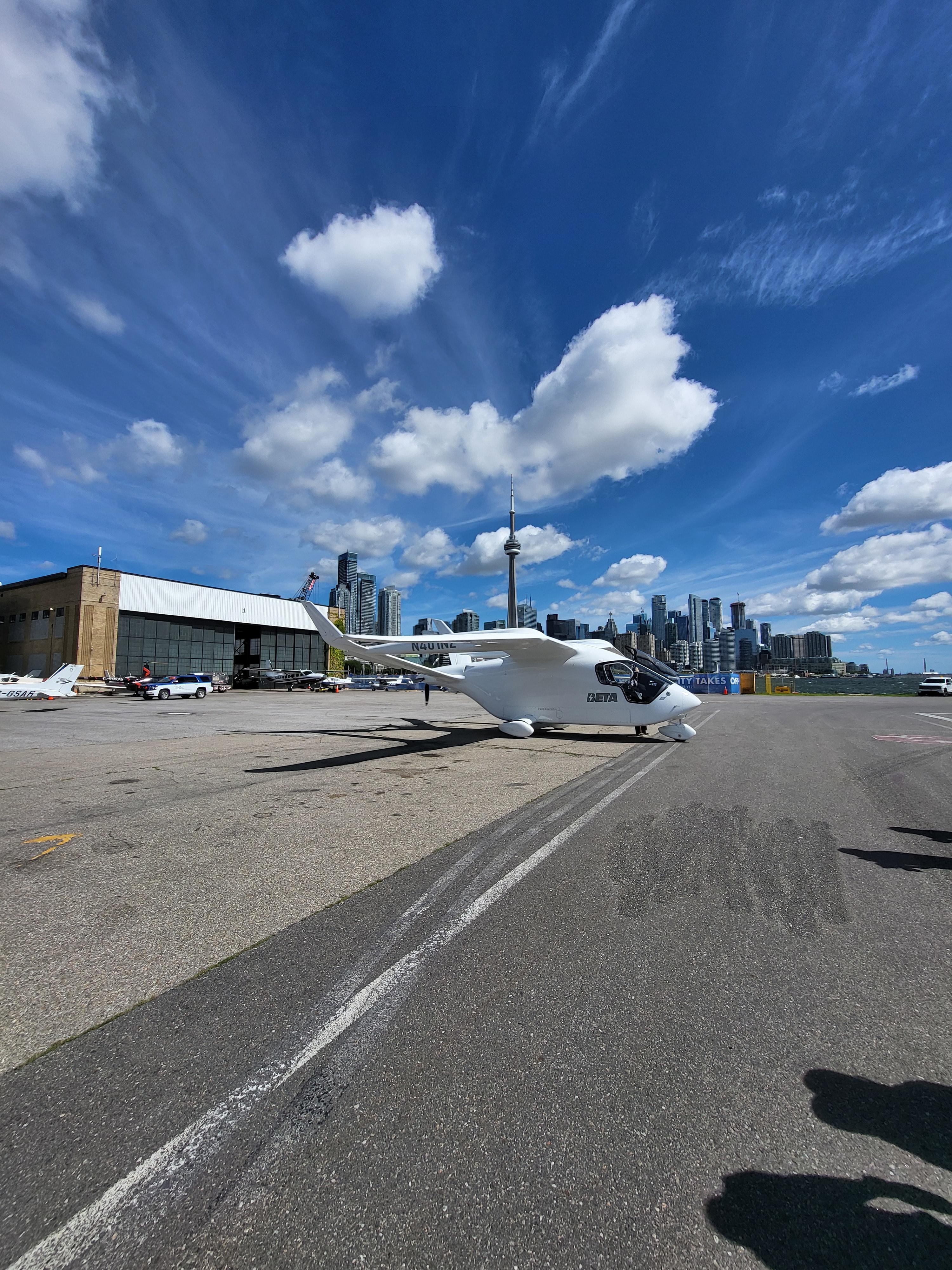 BETA Technologies’ ALIA aircraft on the airport apron.