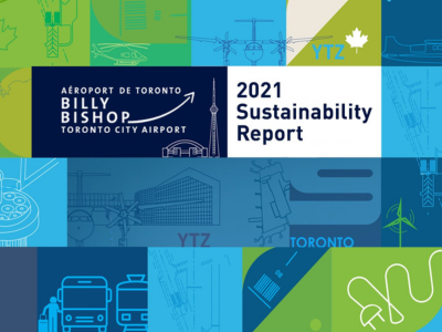 Cover of Billy Bishop Airport’s 2021 sustainability report.