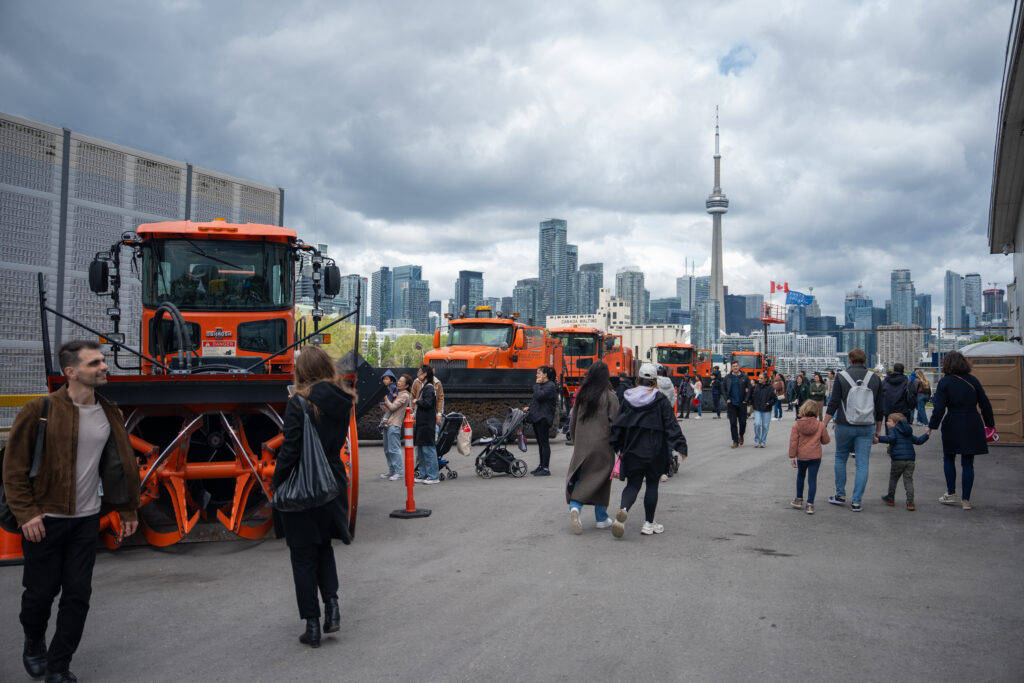 Visitors explore airport vehicles during Doors Open at Billy Bishop Airport.